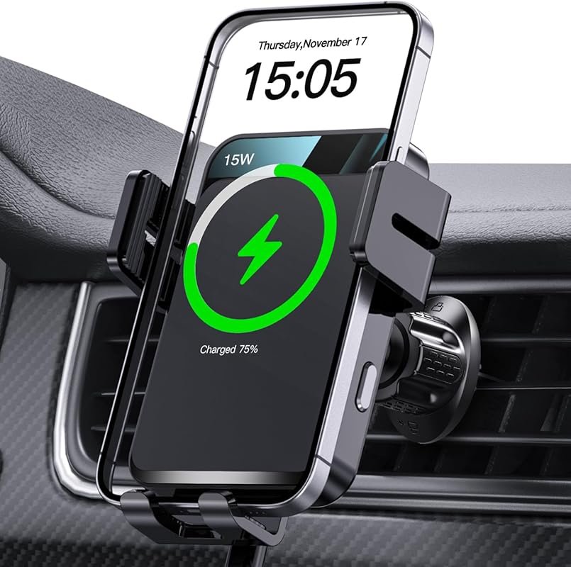MOKPR Auto-Clamping Wireless Car Charger: 15W/10W/7.5W Fast Charging,