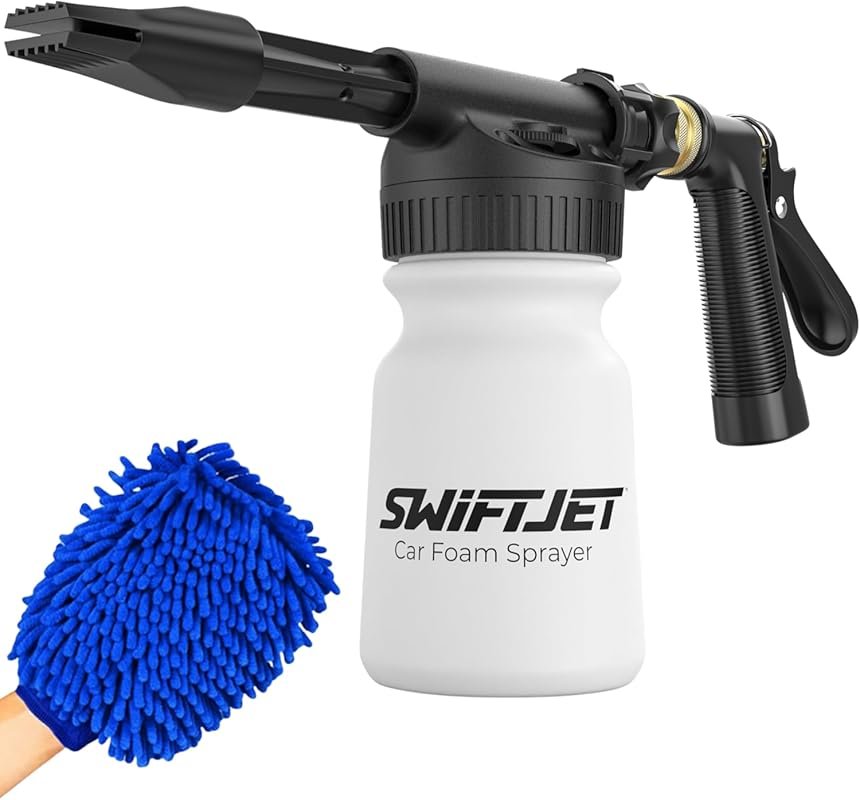 SwiftJet Black Foam Gun and Microfiber Wash Mitt Kit, Garden Hose Car Foam Sprayer