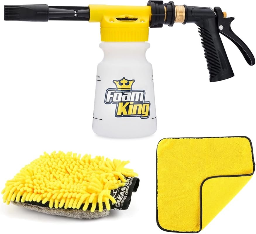Foam King Car Wash Foam Gun with Microfiber Mitt, Garden Hose Attachment