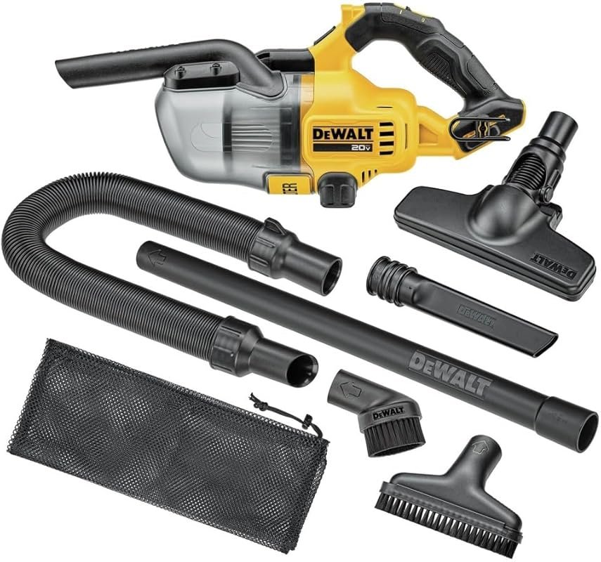 DEWALT 20V Cordless Handheld Vacuum: HEPA Filter, 6 Attachments, LED L
