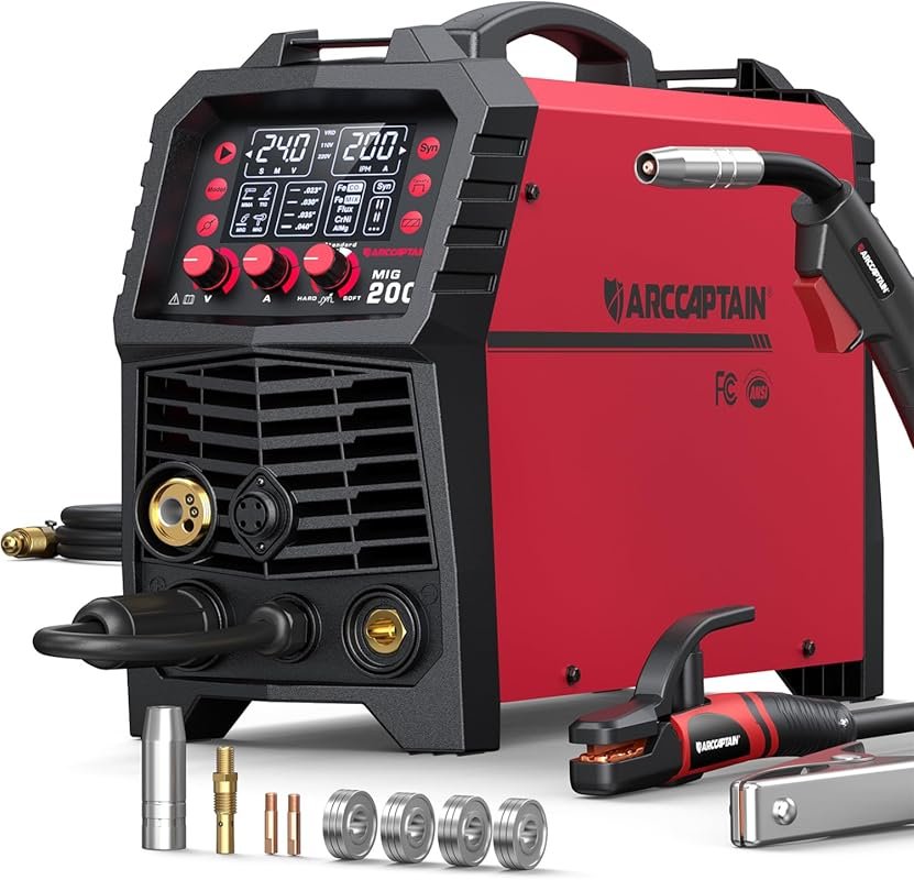 ARCCAPTAIN 200Amp MIG Welder with 110V/220V Dual Voltage, 6-in-1 Gas M