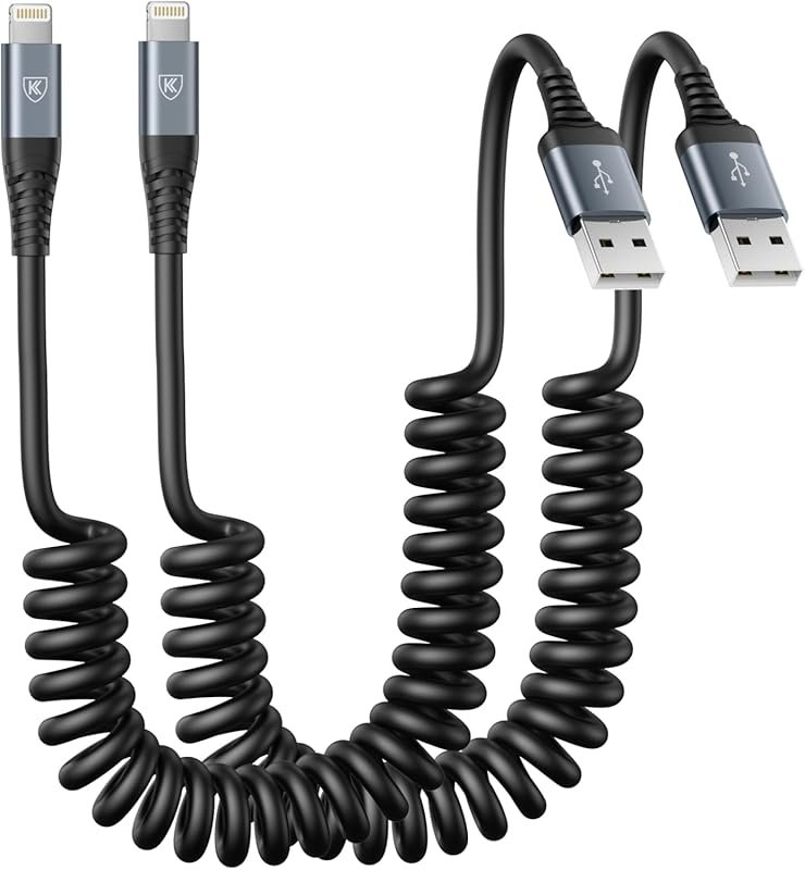 Coiled Lightning Cable 3ft 2Pack MFi Certified iPhone Charger for iPho