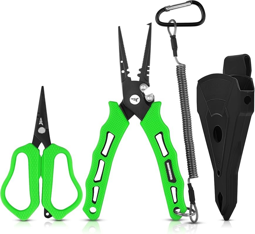 KastKing Cutthroat 7.5-inch Saltwater Resistant Fishing Pliers and 5-i