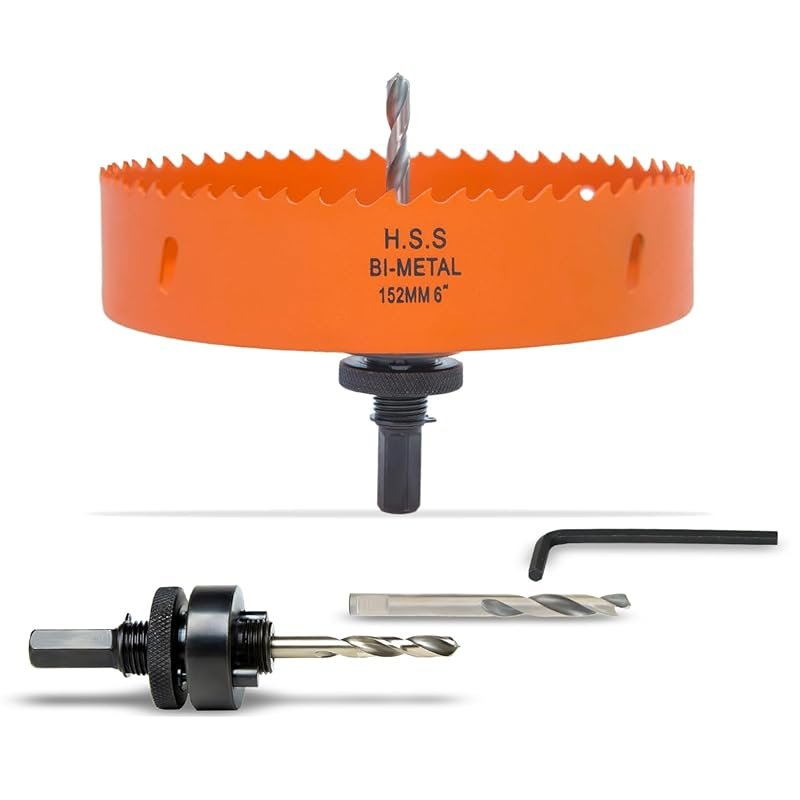 6-Inch Bi-Metal Hole Saw with Arbor for Metal, Wood, Plastic Cutting, 