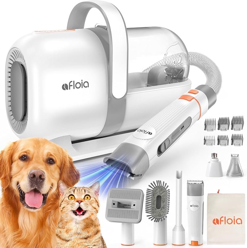 Afloia 6-in-1 Dog Grooming Kit with Vacuum, Clipper, Nail Trimmer & Gr
