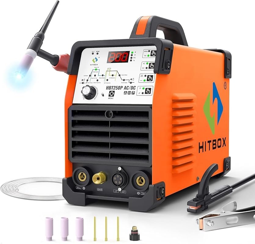 HITBOX HBT250P 200A 6-in-1 AC/DC TIG Welder with Pulse, HF Start, 220V