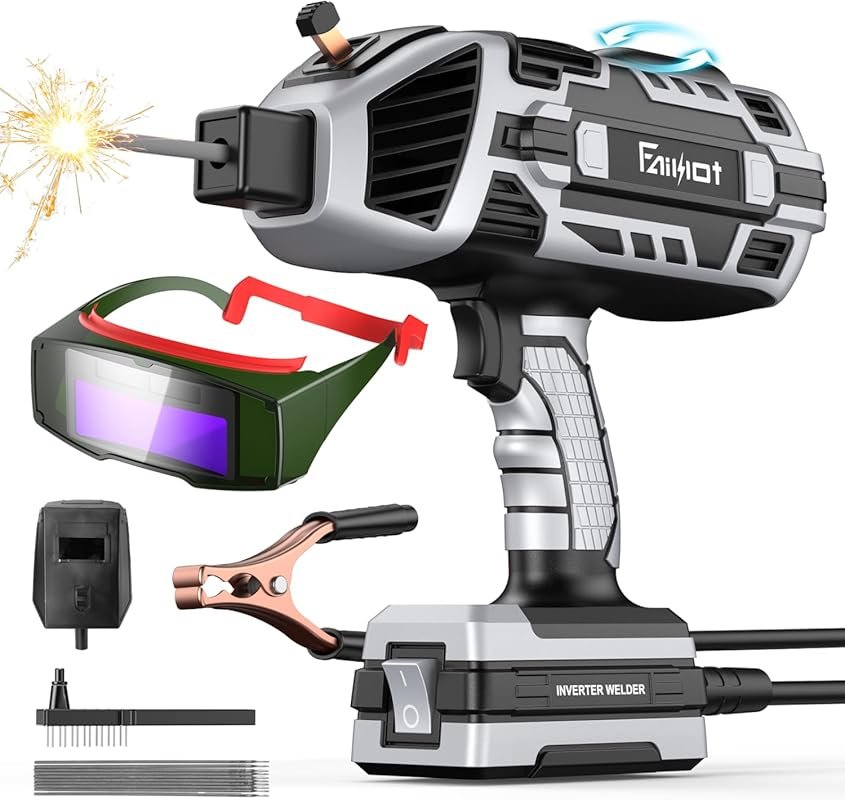 110V Portable Welder with Auto Darkening Goggles, Handheld IGBT Invert