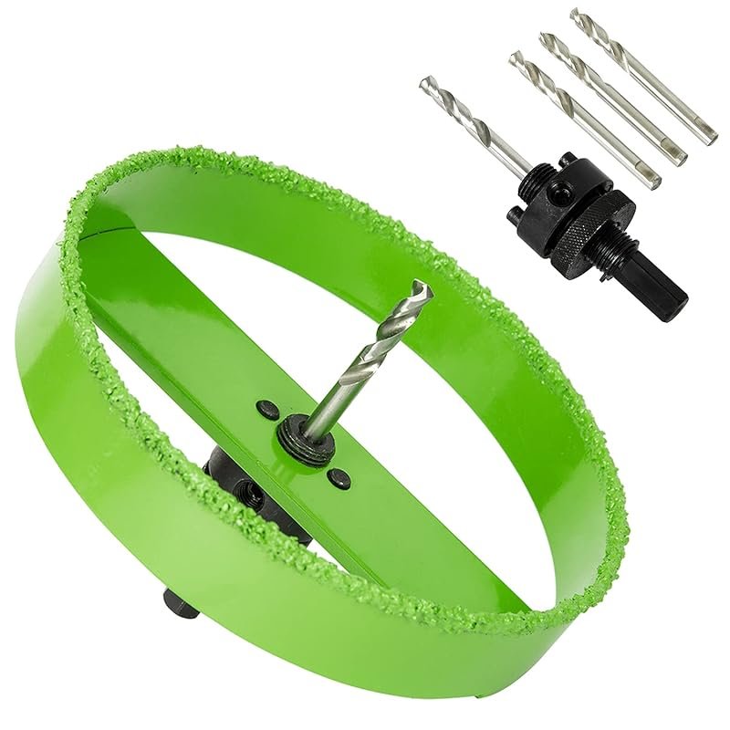 6 inch Carbide Hole Saw with Arbor for Recessed Lights, Cuts Plaster D