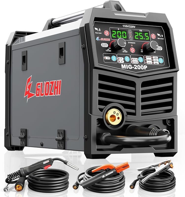 GZ GUOZHI 200A 110V/220V MIG Welder with 7-in-1 Multiprocess for Alumi