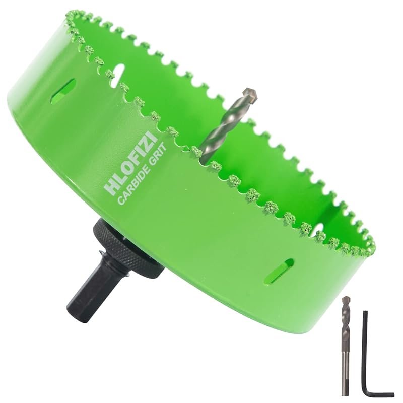 6-1/8 inch Carbide Grit Hole Saw for Recessed Lights, Cuts Stucco, Pla