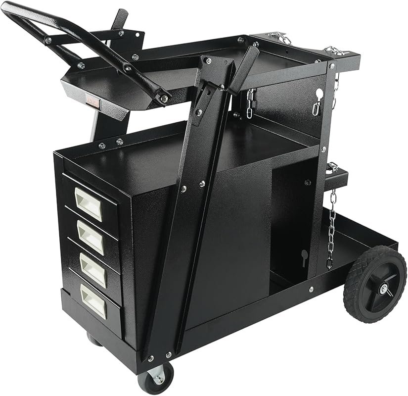 VEVOR 2-Tier 4-Drawer Welding Cart, 265lb Capacity, 360° Swivel Wheels