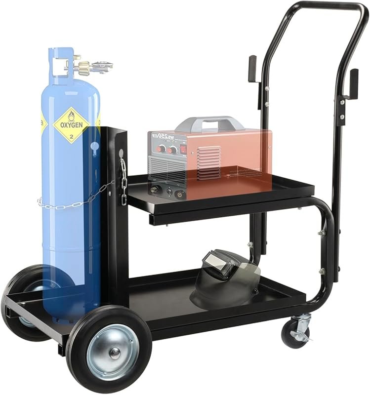 MIG TIG ARC Welding Cart with Upgraded Handle, Galvanized Casters, 175