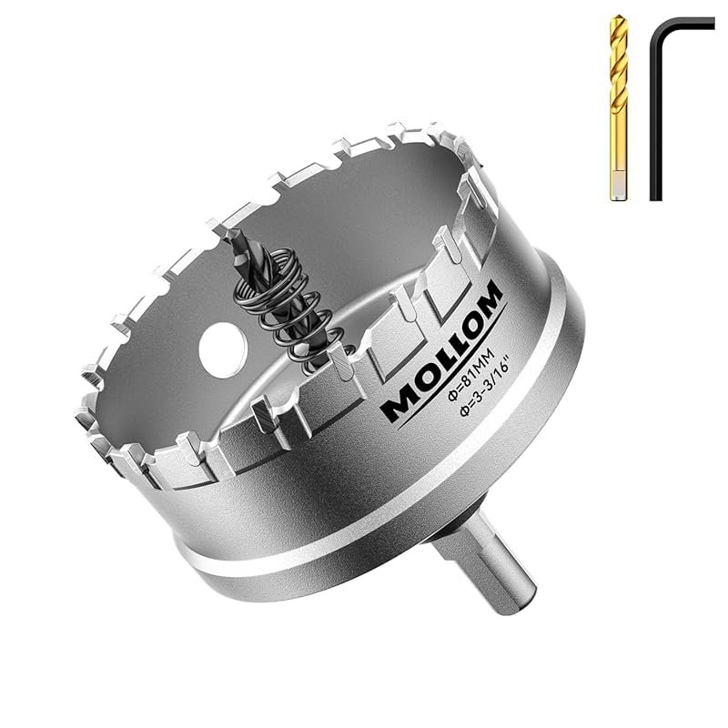 Mollom 3-3/16'' Heavy Duty Carbide Hole Saw with 2 Pilot Bits for Stai
