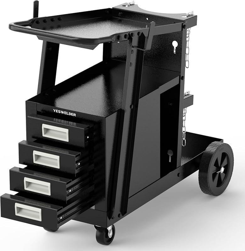 YESWELDER Welding Cart with 4 Drawers - Heavy Duty Rolling Trolley for
