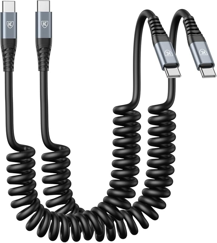 Coiled USB C to C Cable 3ft 2Pack for iPhone 17/16/15 Plus Pro Pro Max