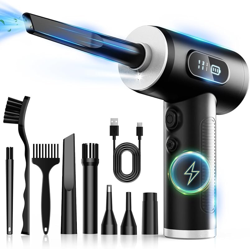 3-Gear Adjustable 100000RPM Electric Air Duster: Rechargeable Cordless