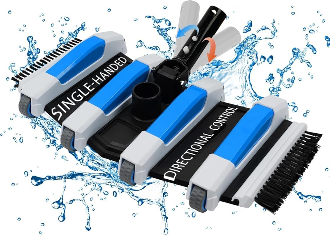 Enhanced Pool Vacuum Head with Direction-Control Handle, Extra-Wide 4L