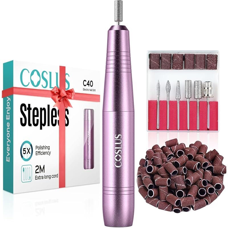 COSLUS C40 Pro Nail Drill for Acrylic Gel Dip Powder Nails - Portable 