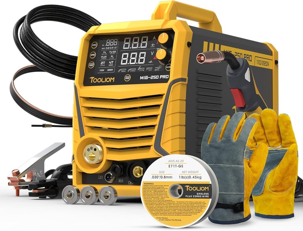 TOOLIOM Aluminum MIG Welder 250Amp 110V/220V 6-in-1 Pulsed MIG, Gas MI