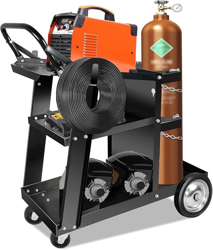 Heavy-Duty Welding Cart with 360° Swivel Wheels, Upgraded Design, Tilt