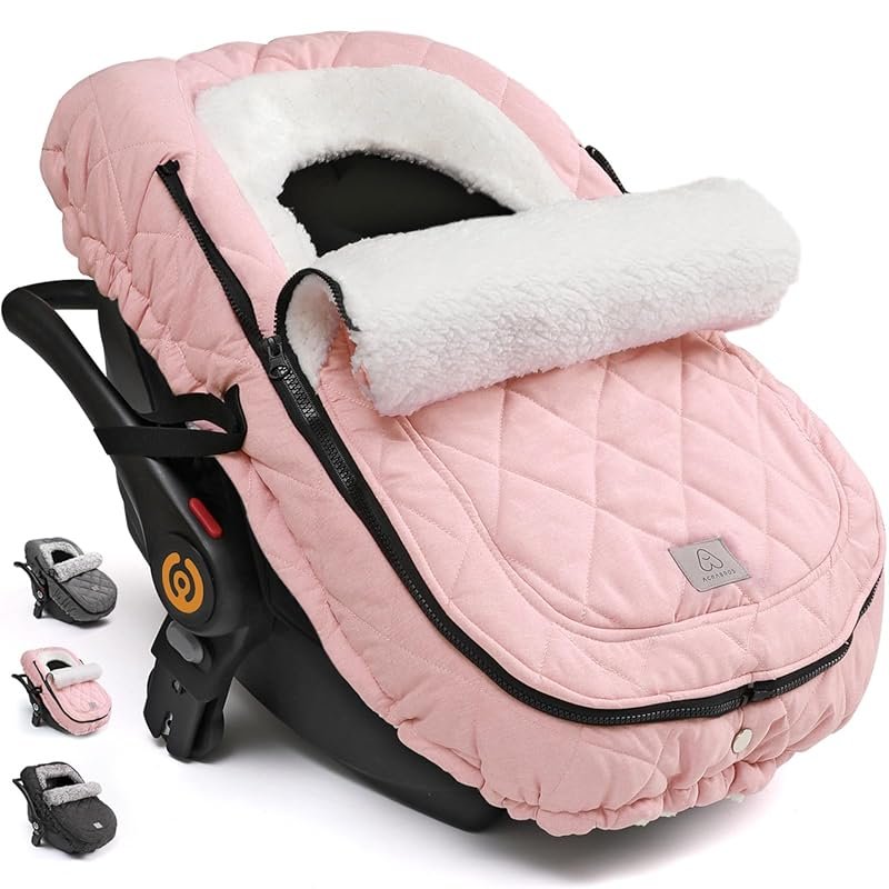 ACRABROS Winter Infant Car Seat Cover - Waterproof Zipper Peeping Wind