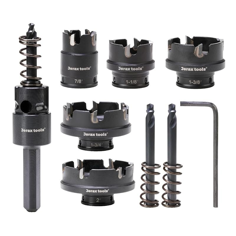 Jetax Tools 5-Piece Carbide Hole Saw Kit with Titanium Pilot for Metal