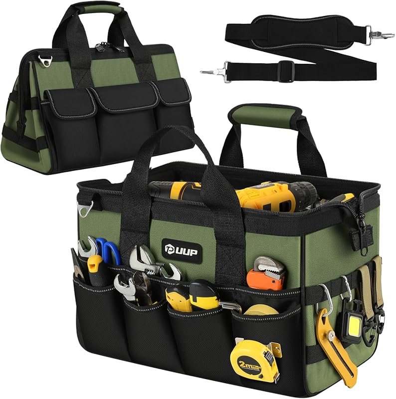 Heavy Duty 15-Inch 16-Pocket Tool Bag: Portable Tool Box Organizer wit