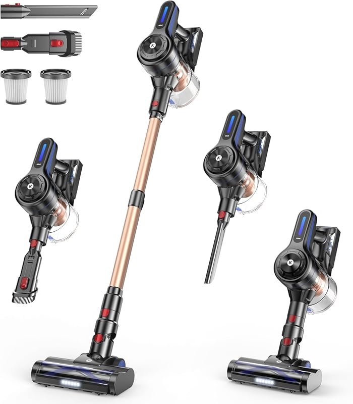 NADALY 500W Stick Vacuum: 40KPa Suction, 45 Min Runtime, Anti-Tangle, 