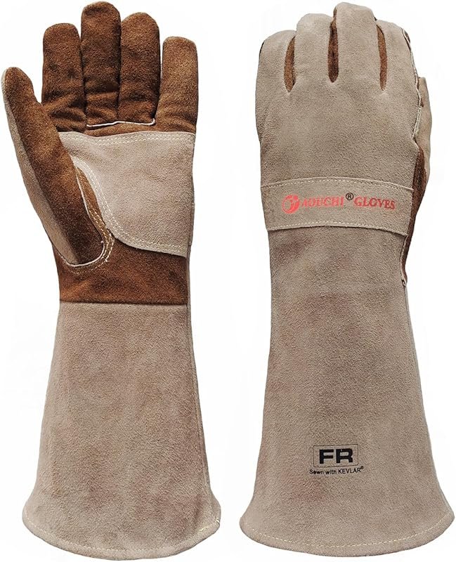Leather Welding Gloves Long Sleeve - Fireproof Heat Resistant for Fire