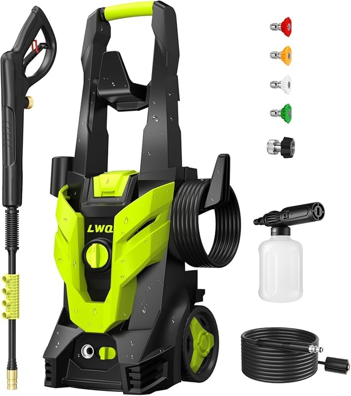 Portable Pressure Washer with 4 Quick-Connect Nozzles for High-Pressur