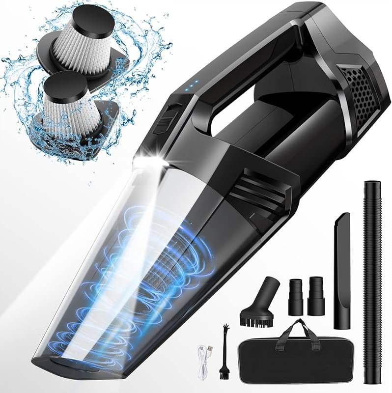 Cordless Handheld Vacuum with LED Light, High Power Suction, 3-in-1 fo