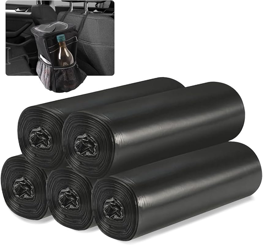 Car Trash Can Bags: 5-Pack 75 Total Disposable Bags for Automotive Use