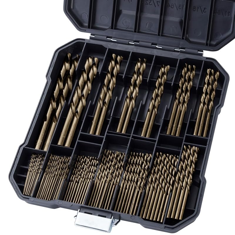 99-Piece M35 Cobalt Twist Jobber Drill Bit Set for Hardened Metal, Sta