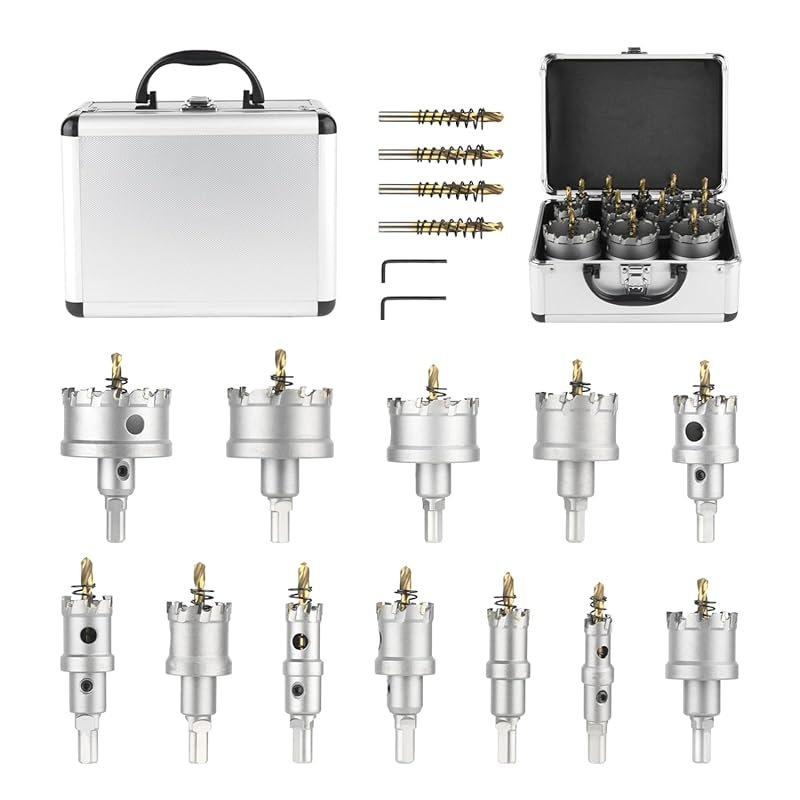Sollar 18-Piece TCT Carbide Hole Saw Kit for Metal and Stainless Steel