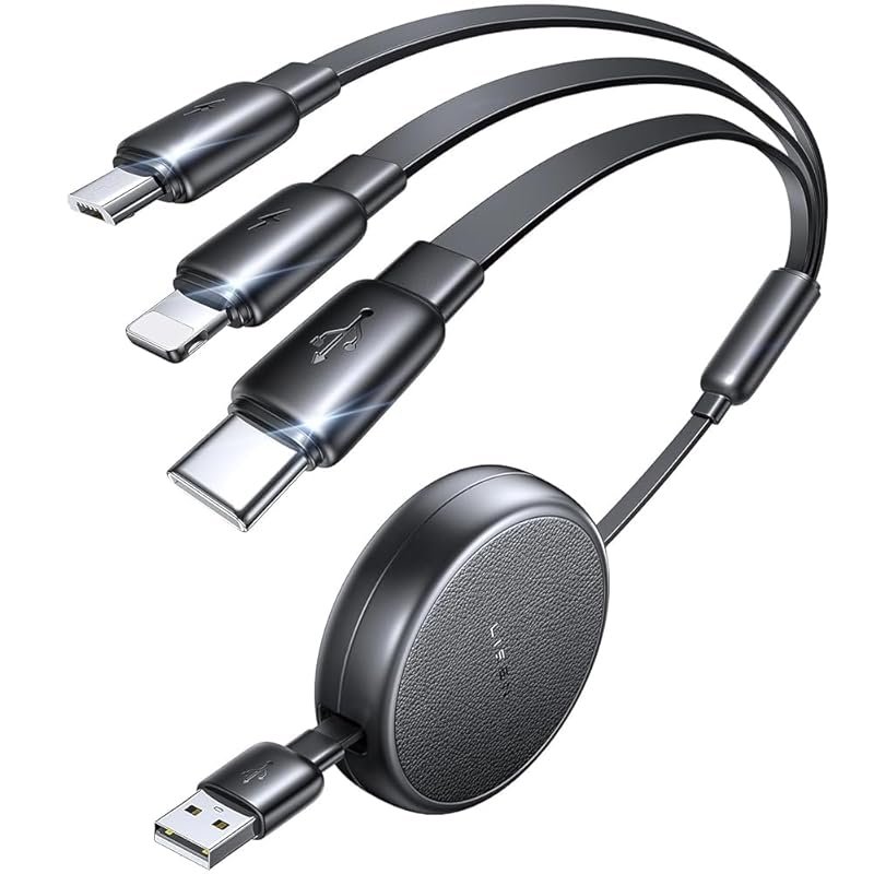 LISEN 3 in 1 Retractable Charging Cable with Type C Lightning Micro US