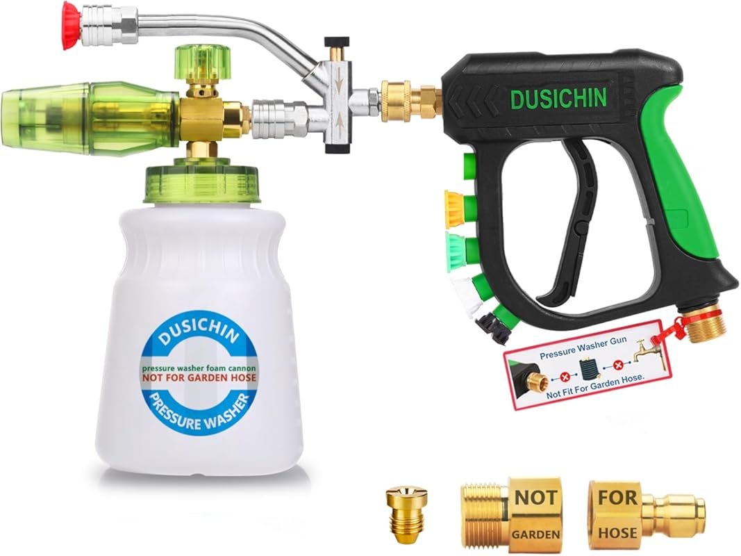 DUSICHIN Pressure Washer Gun Foam Cannon Kit with Dual Connector Shift Valve