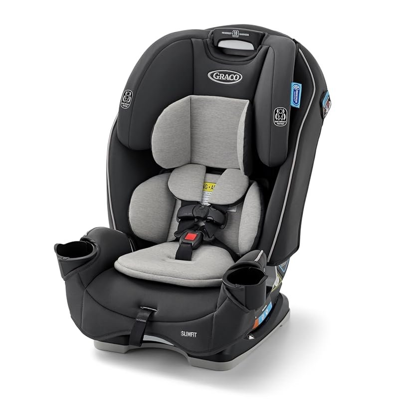 Graco Slimfit 3-in-1 Convertible Car Seat: slim design saves back seat space while providing comfort