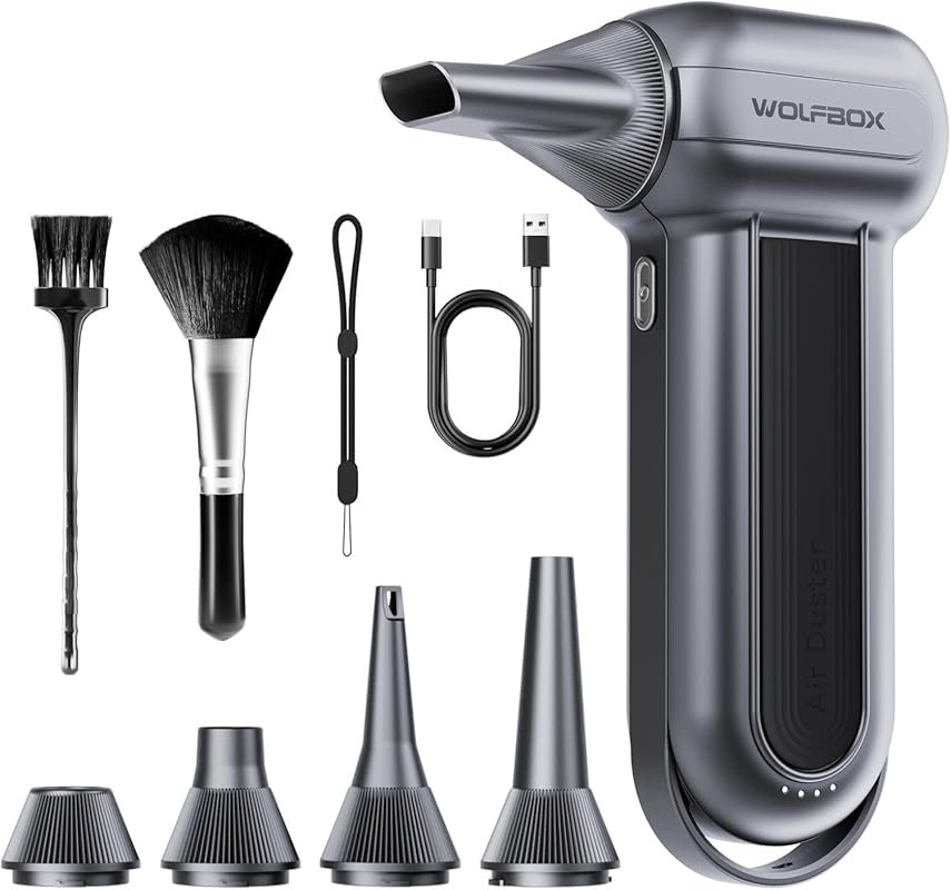 WOLFBOX MF100 Cordless Air Duster: 150000RPM Super Power Brushless Mot
