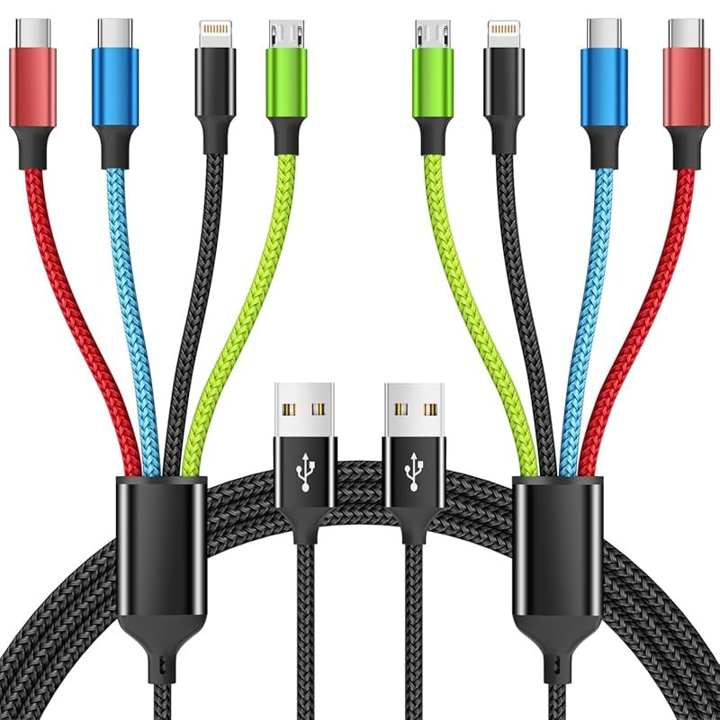 4 in 1 Multi Charging Cable 2Pack 5FT USB C Car Charger for iPhone And
