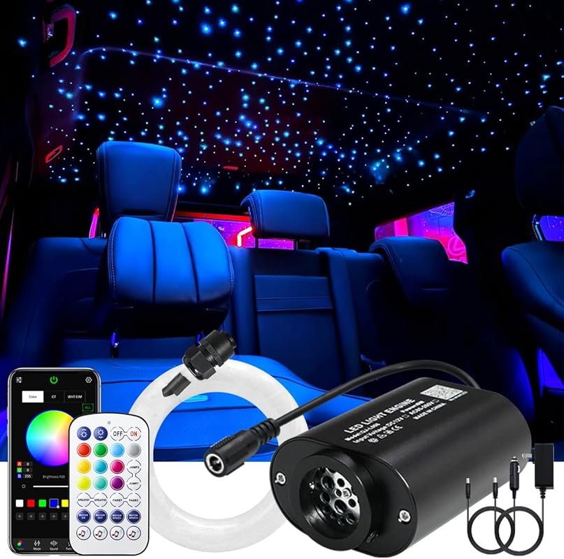 AKEPO Mini Size 6W Twinkle RGBW APP Fiber Optic Lights, Music Activate