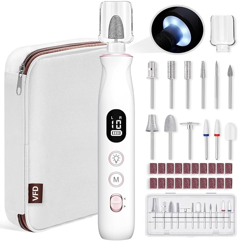12 in 1 Cordless Electric Nail Drill - 2000mAh Rechargeable, 10 Speeds