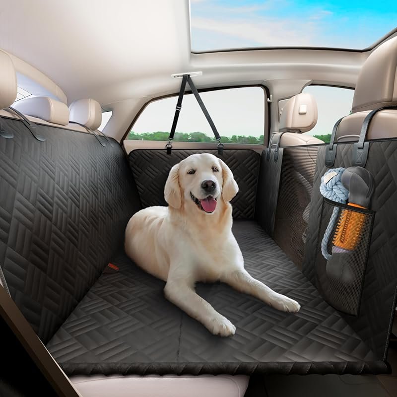 ELLINI Hard Bottom Dog Car Seat Cover for Back Seat - 400lb Capacity, 