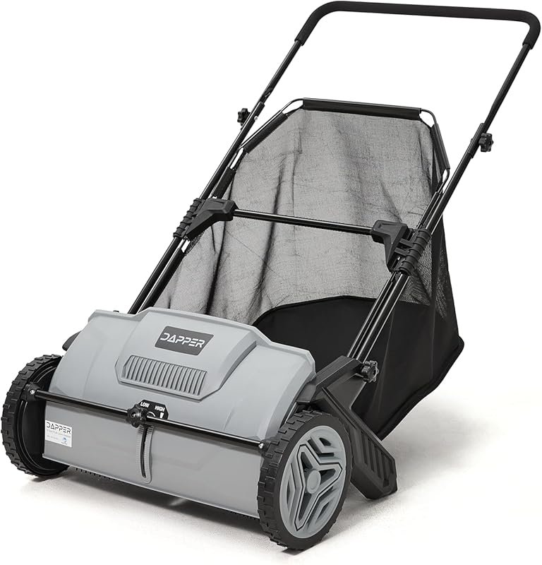 Push Lawn Sweeper 21-Inch with Large 3.5 cu ft Hopper Bag, Durable Whe