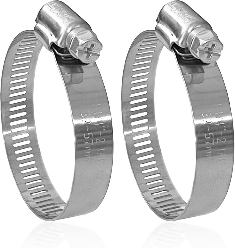 NITRO4X4 2-Piece Stainless Steel Adjustable Hose Clamps, 1-1/4 to 2-1/