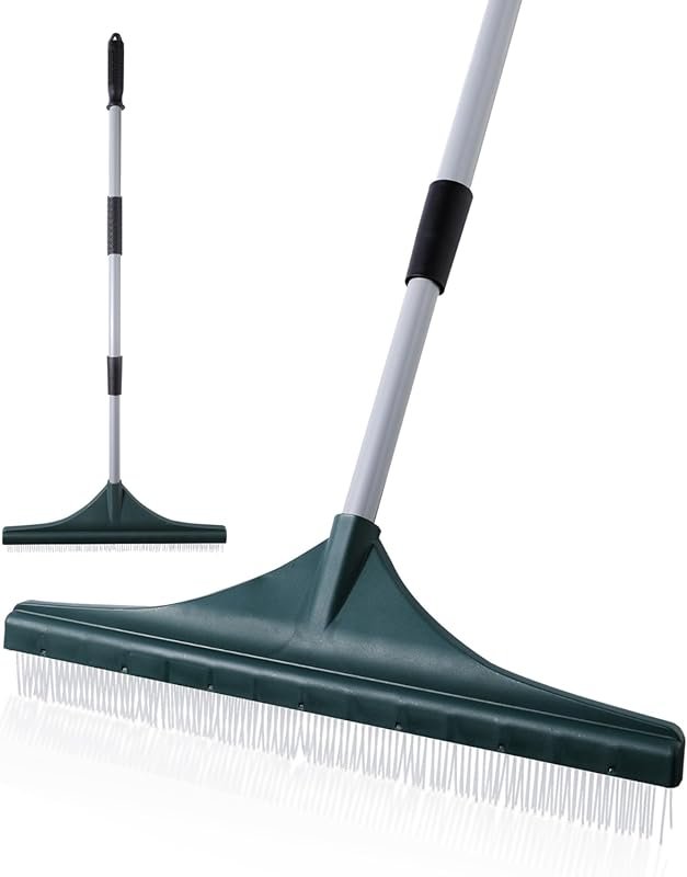 Yocada Artificial Turf Rake Telescopic Pole for Grass Lawn Leaf Carpet