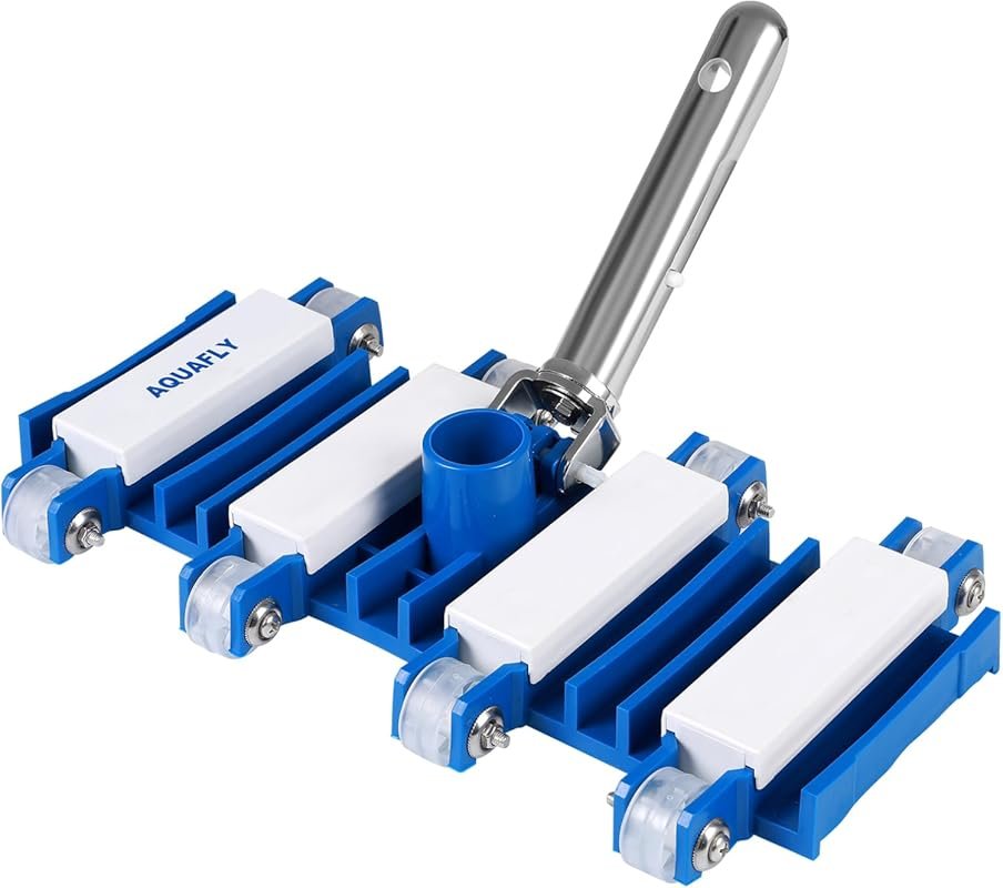 14-Inch Heavy Duty Manual Pool Vacuum Head with Wheels and Flexible Sw