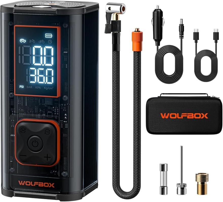 WOLFBOX 150PSI Tire Inflator with Double-Cylinder 45LPM Fast Pump, 3.5