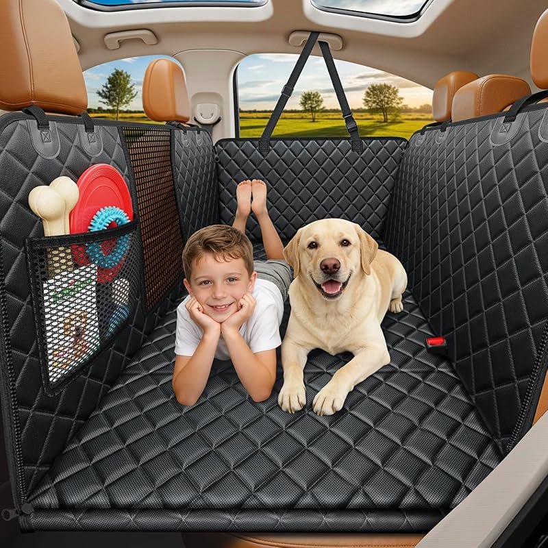URPOWER Back Seat Extender with Mesh Window and Side Flaps - Hard Bott