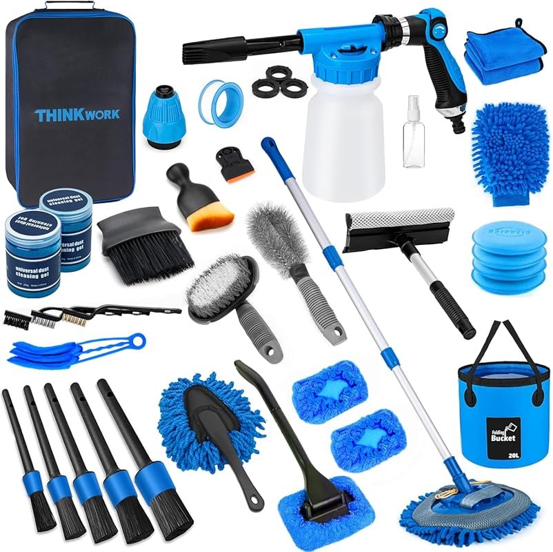 THINKWORK Car Wash Kit, Car Detailing Kit with Foam Gun, Car Wash Brus