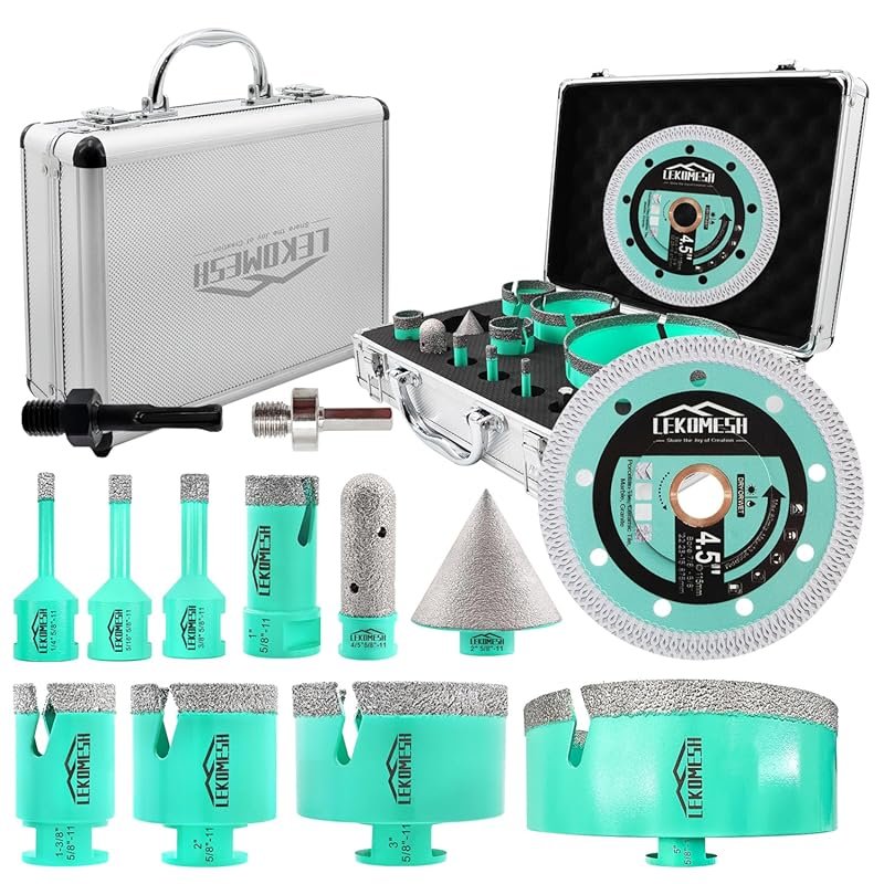 Tile Hole Saw Kit with 8 Diamond Bits (6/8/10/25/35/50/75/125mm), Fing